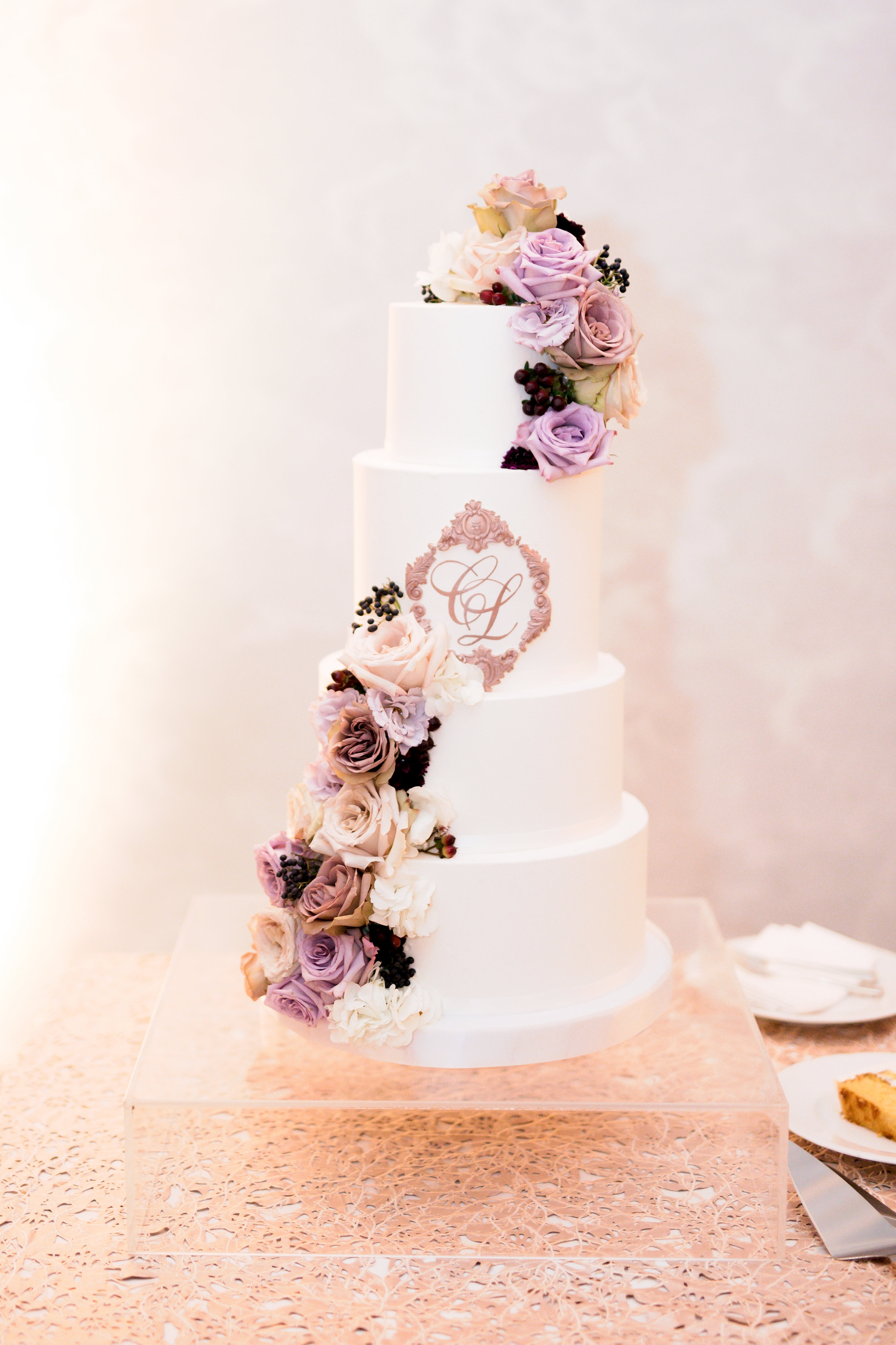 purple wedding cake, event planning