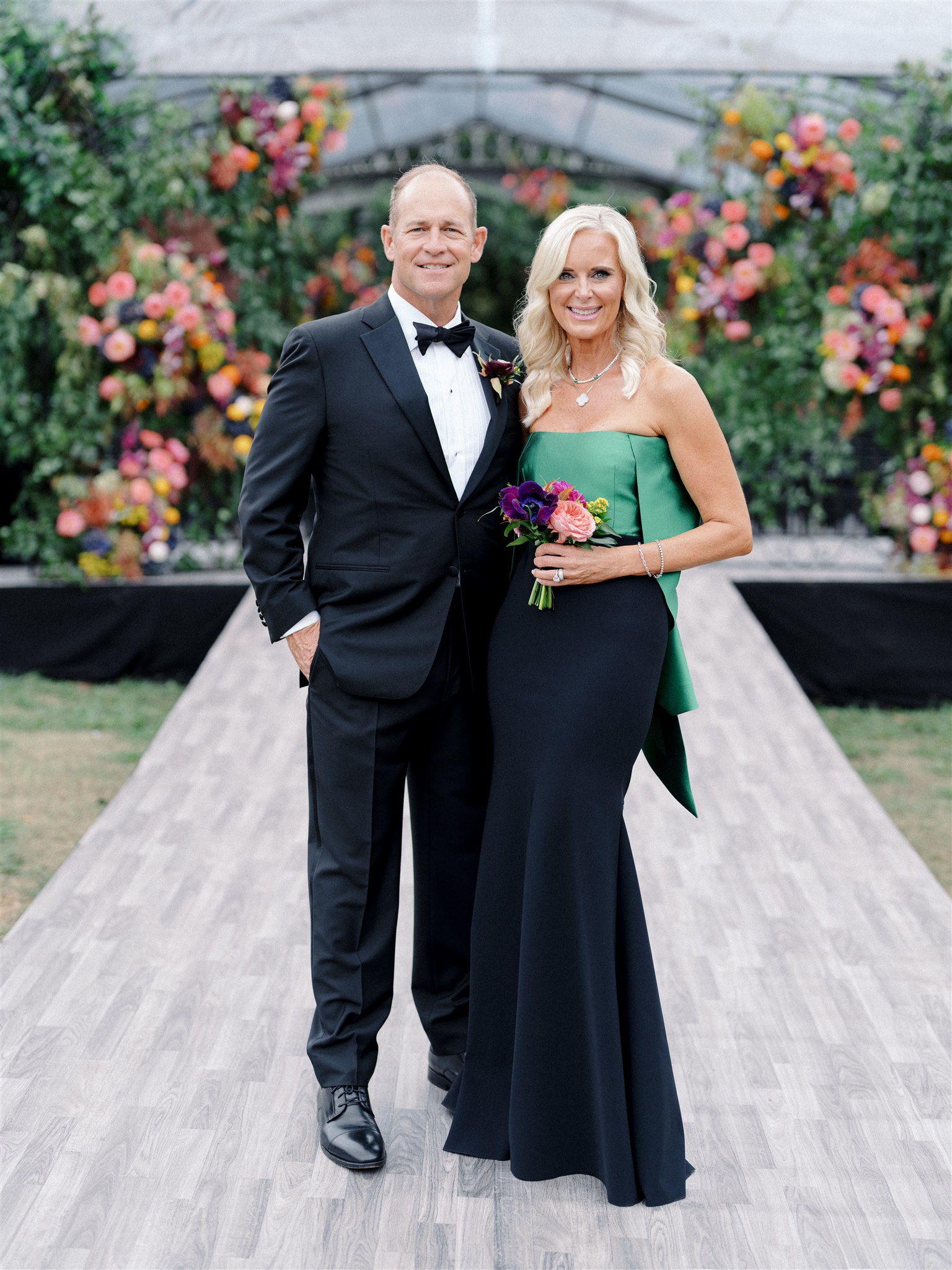 Green and black mother of the bride dress