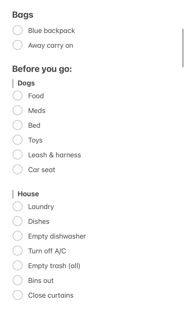 Travel guide and packing checklist